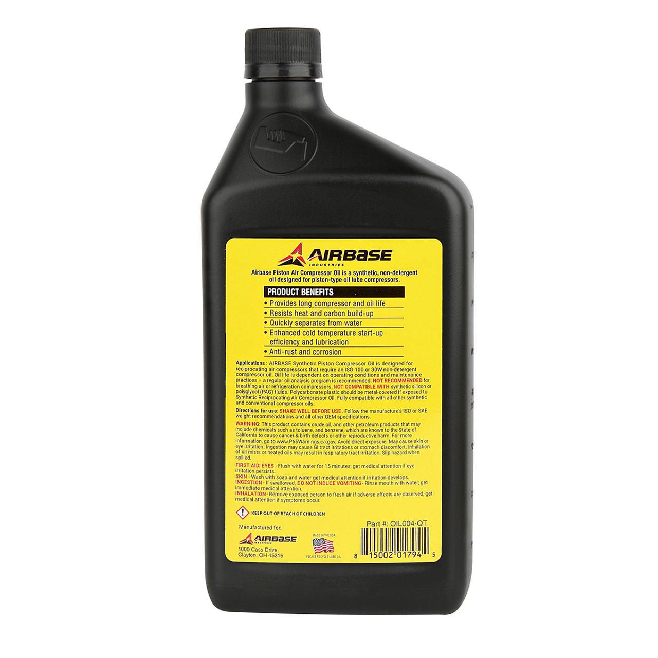 CompressedAirUSA - Aceite lubricante estándar para compresor de aire de  paletas rotativas - XL - Aceites de vida prolongada (1 galón)