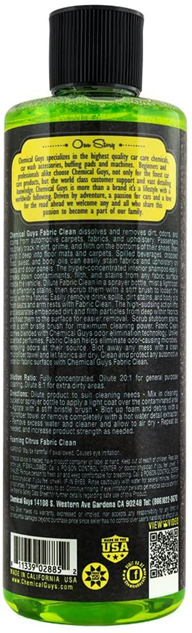 Chemical Guys Fabric Clean Carpet and Upholstery Shampoo and Odor  Eliminator 16oz