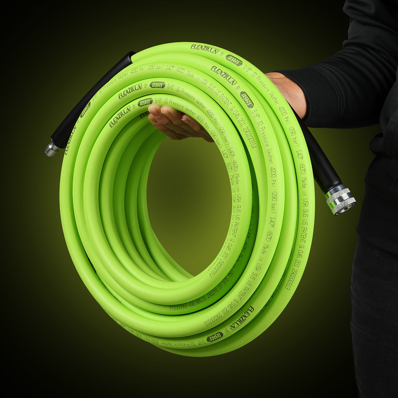 Flexzilla HFZPW426100Q-E 4200 PSI, 100' Pressure Washer Hose, 3/8 in. x 100  ft, ZillaGreen : : Patio, Lawn & Garden