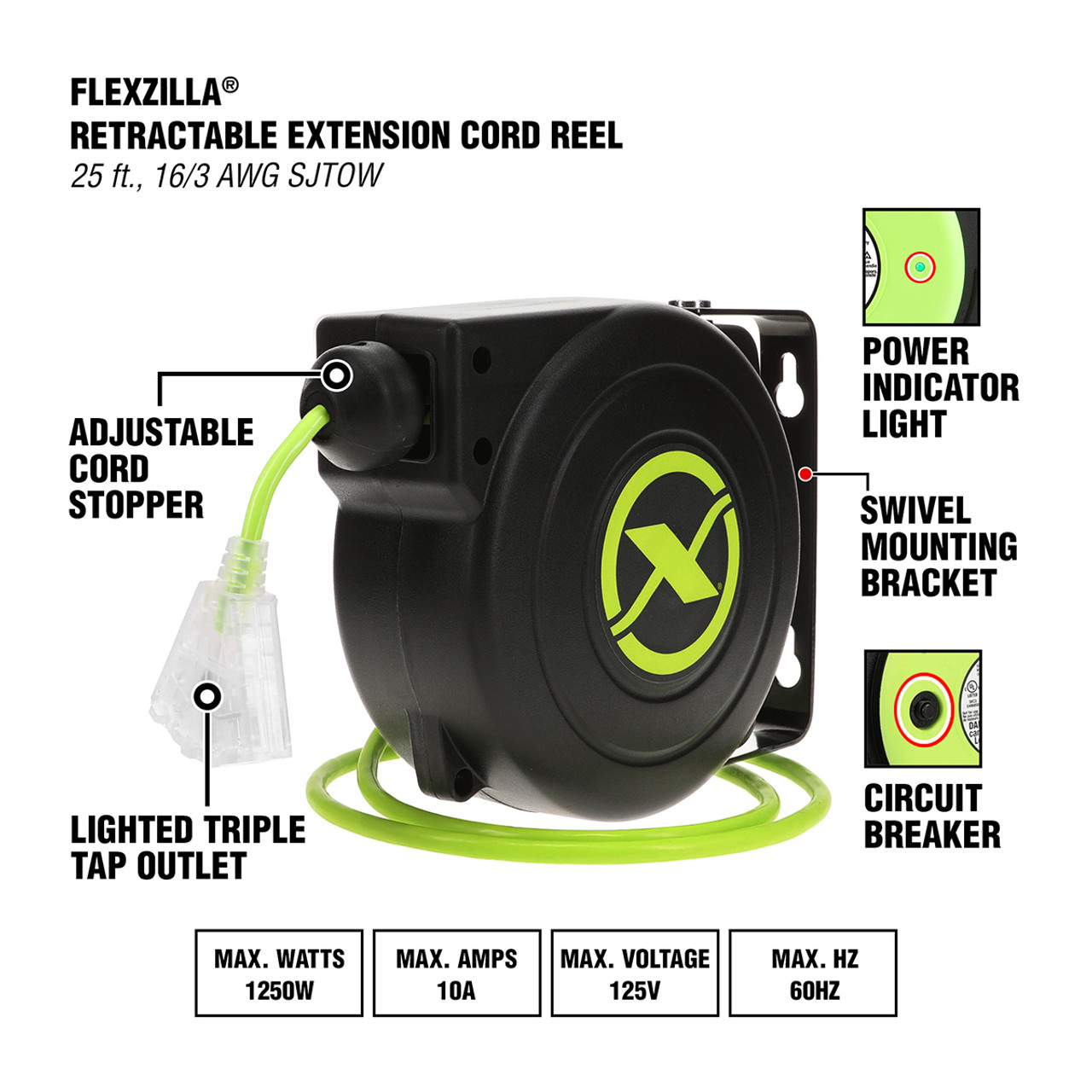 Flexzilla® Retractable Extension Cord Reels