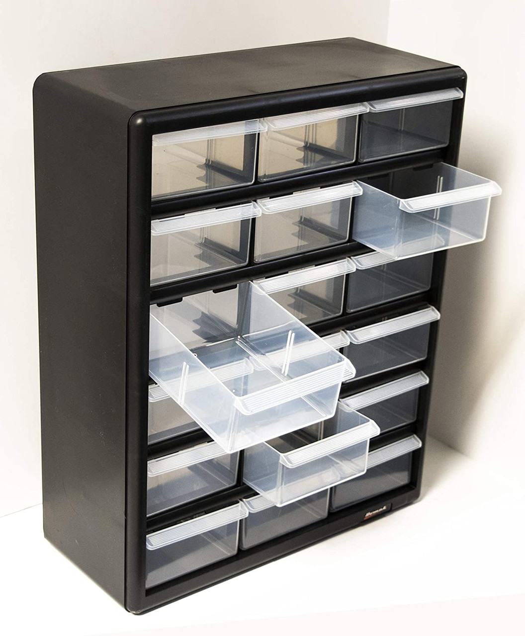 Homak 18 Drawer Parts Organizer, Black (HA01018001) | JB Tools