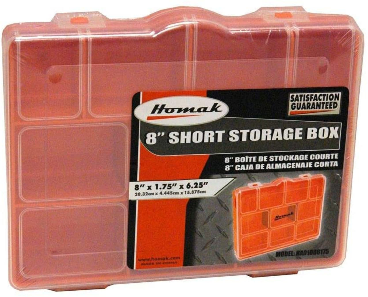 Homak HA01086175 6-1/4-Inch x 8-Inch Plastic Tool Storage Box, Short