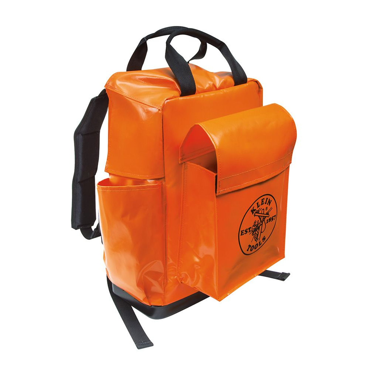 Klein Tools 55421bp-14 Mochila para herramientas de electricista de 20, 39  bolsillos, negro, naranja