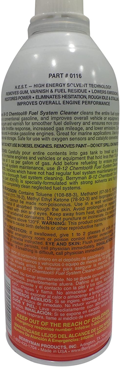 Berryman Products 0116 B-12 Chemtool Carburetor, Fuel System and Injector  Cleaner, 15 Ounce (JB-BMY-0116-EACH)