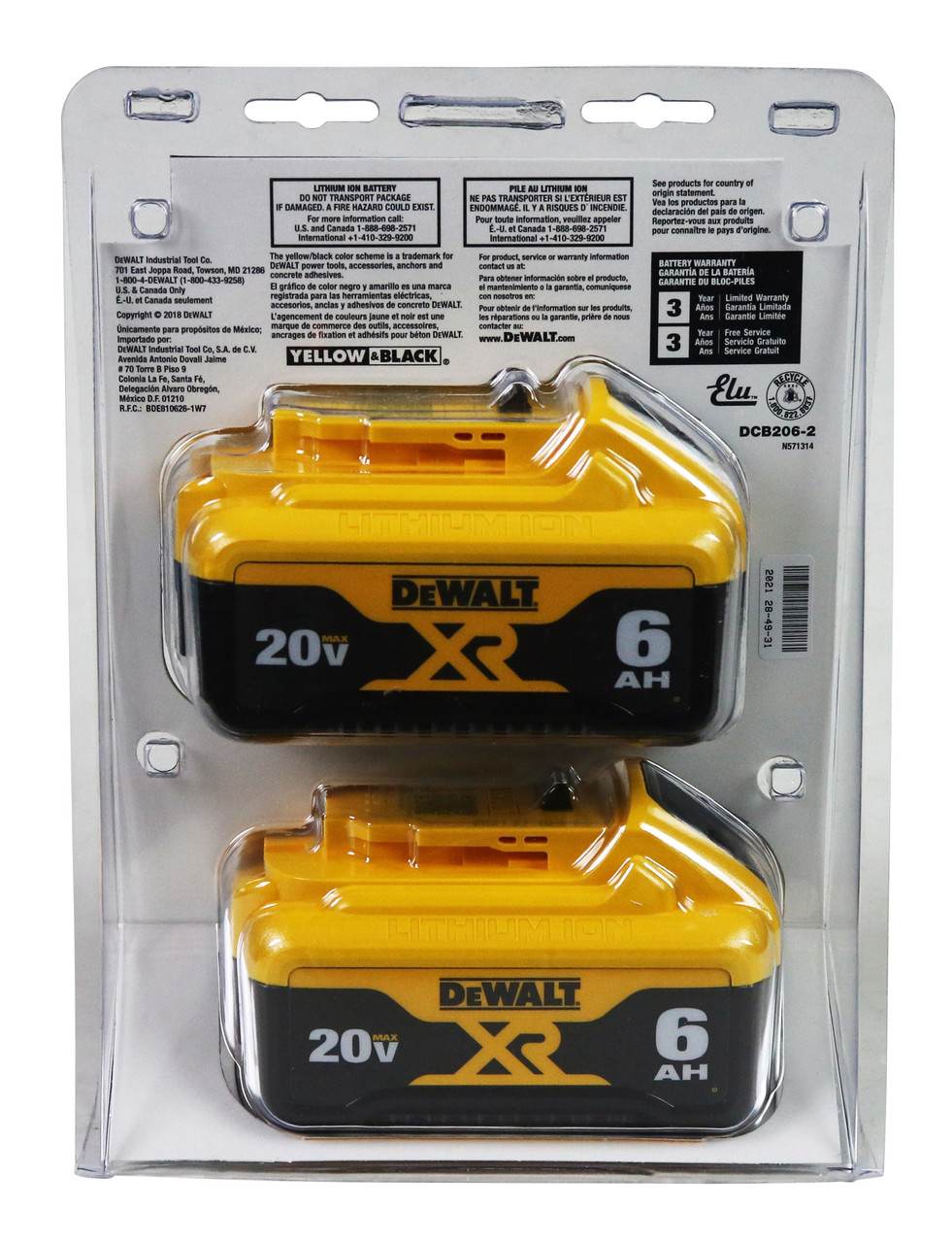 DEWALT DCB2062 20V MAX Battery Premium 6.0Ah Double Pack