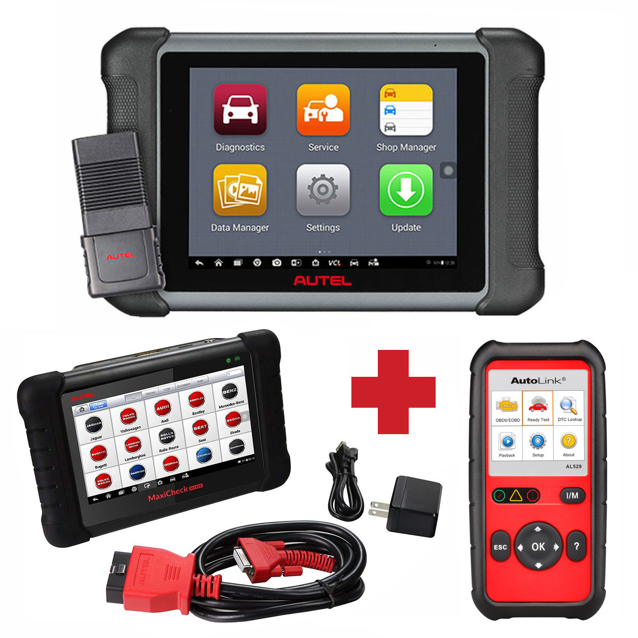 Autel USA MS906 MaxiSYS Vehicle Diagnostic Scanner/Tablet Kit w/ECU Coding,  Key Coding, Bi-Directional + 2 Free Tools