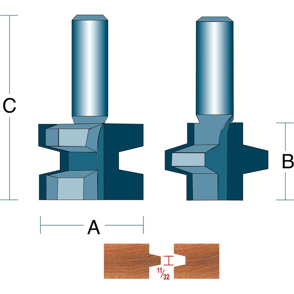 Shop Fox DC1240 1" Wedge Tongue & Groove Joint Set 1/2" Shank JB Tools