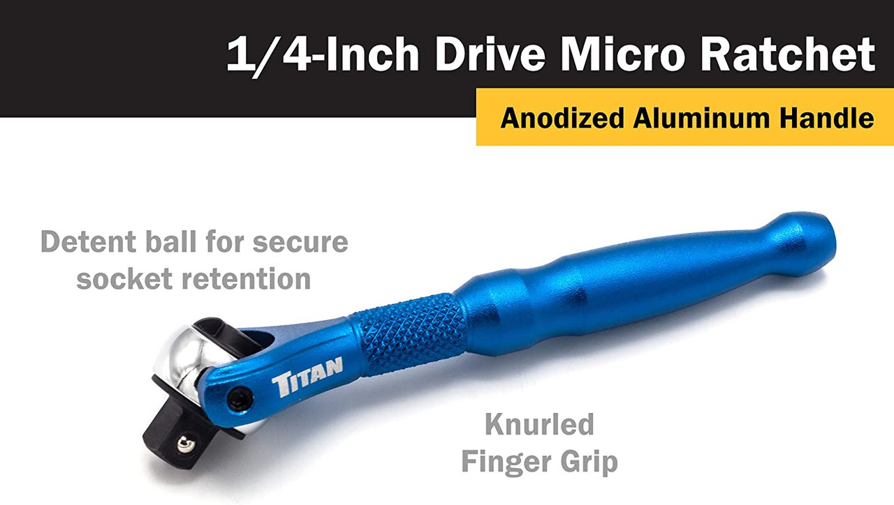 Titan Tools 11326 1/4 in. Drive Swivel Head Micro Ratchet, Blue JB Tools