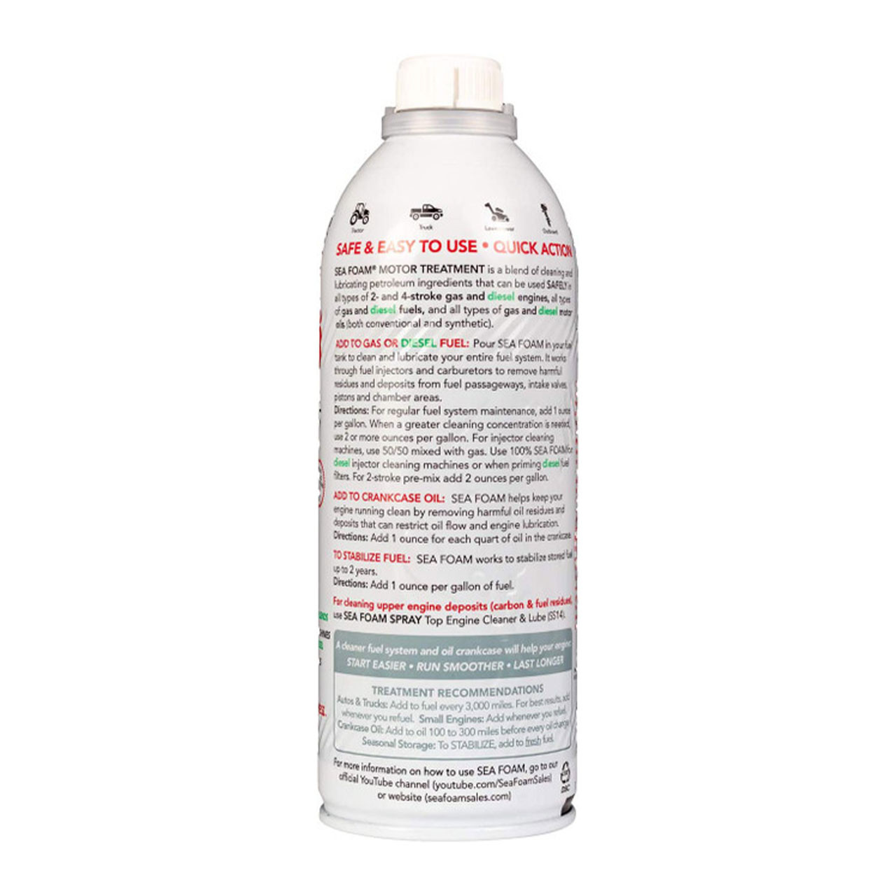 Seafoam SF-16 Clear Liquid Motor Treatment, 16 oz. Aerosol Can, 0.819  Specific Gravity