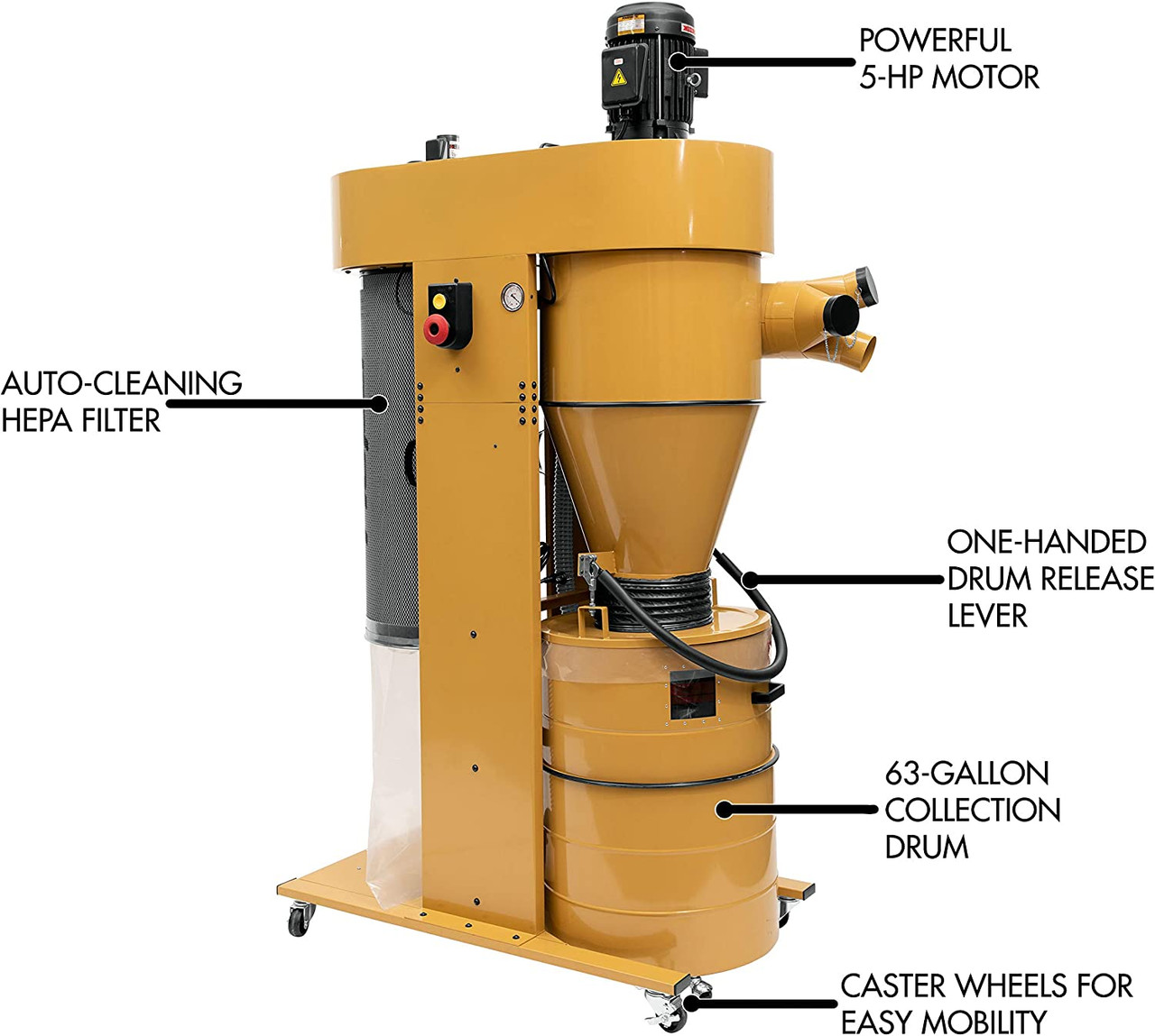 Powermatic 1792205HK CYCLONE Dust Collector 5HP W/HEPA Filter JB Tools