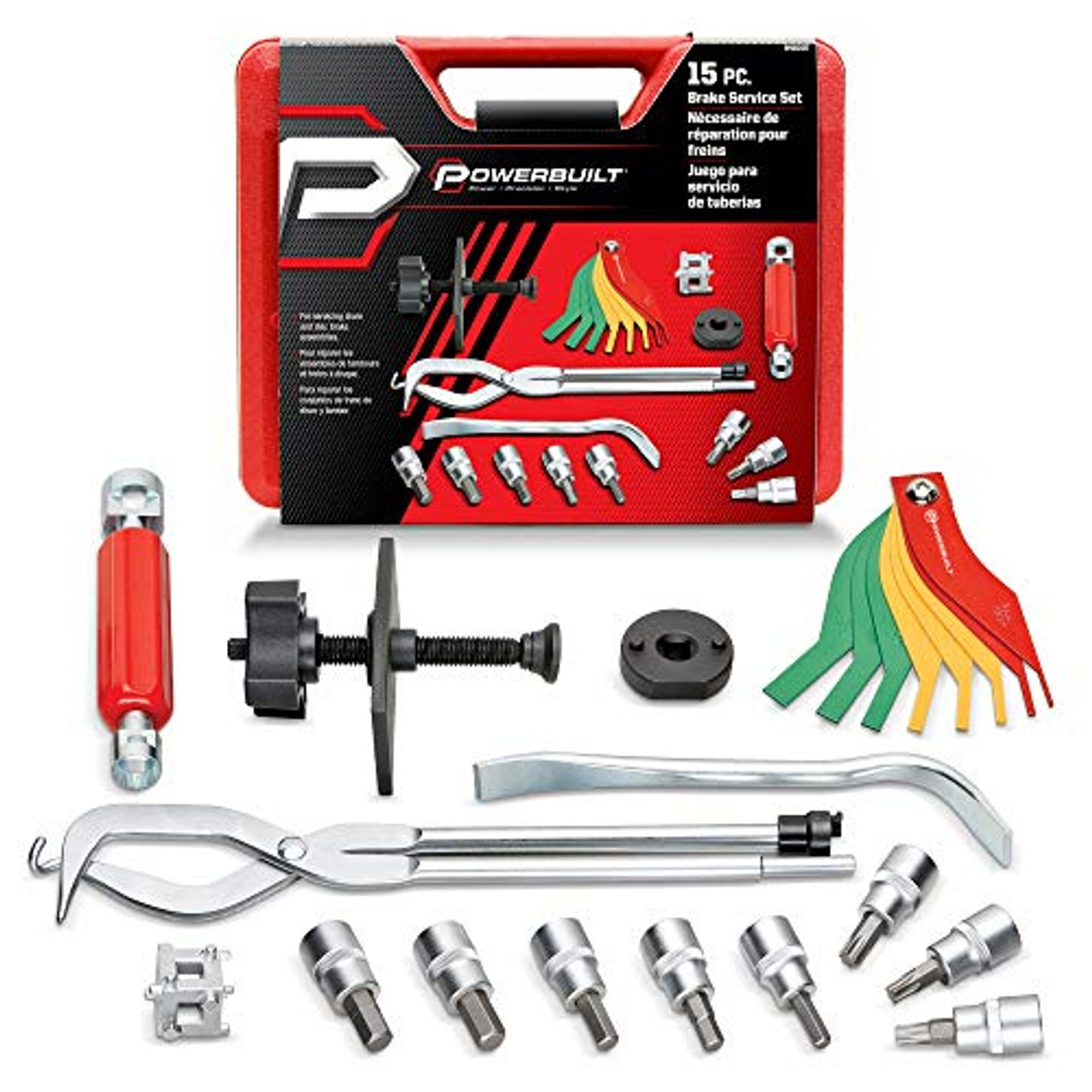 Powerbuilt 948007 Bremsen-Service-Set, 15-teilig, Federn entfernen,  Trommelbremsen einstellen