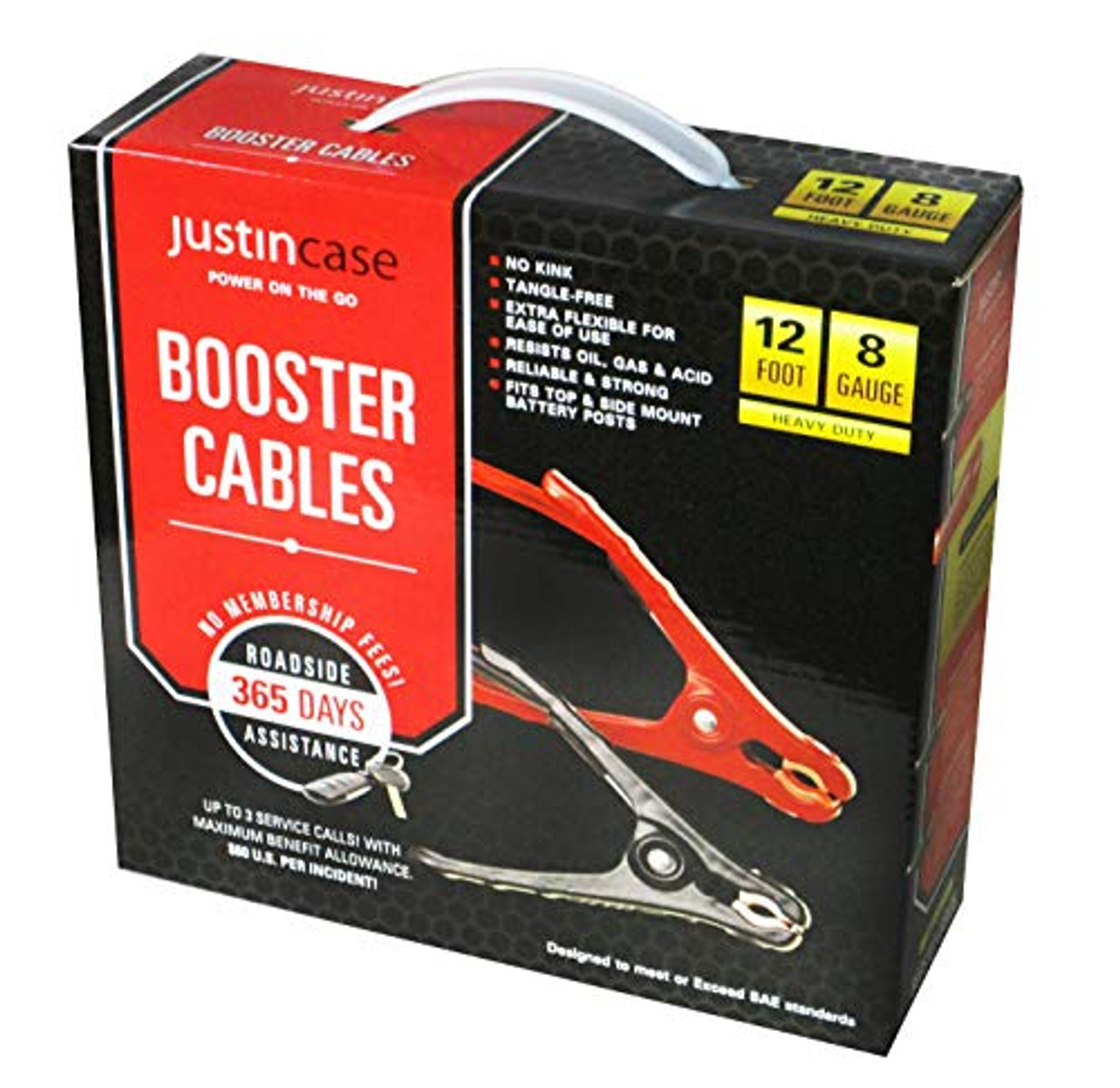 Justin Case JCBC1208 12 Foot 8 Gauge Heavy Duty Booster Cables