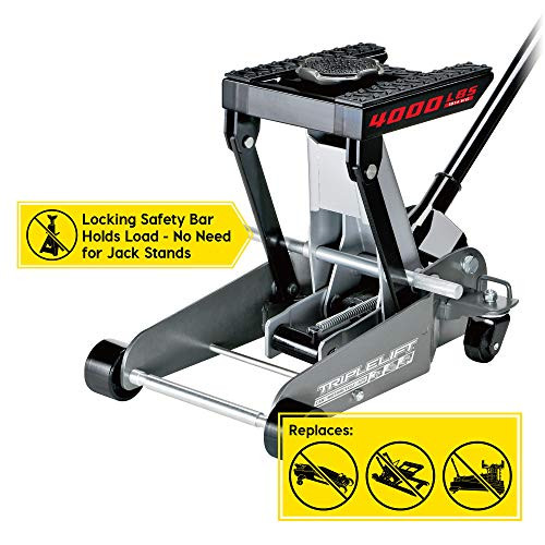 Powerbuilt 620422 2 Ton Triple Lift Floor Jack, Lifts Cars, Trucks, Motorcycles JB Tools