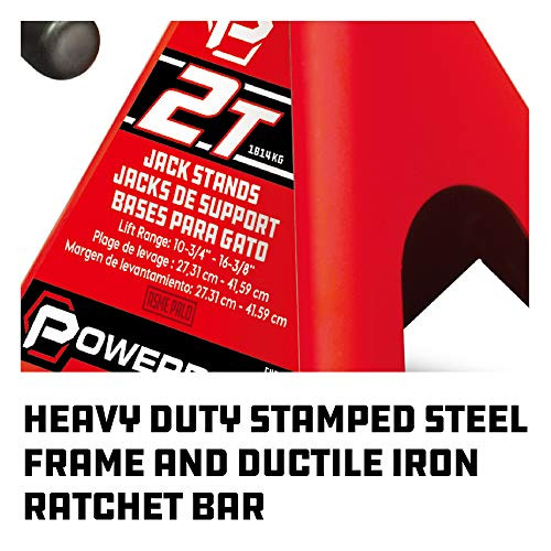 Powerbuilt 640399 2 Ton Ratchet Jack Stand Pair, 4000 Pound 2Piece