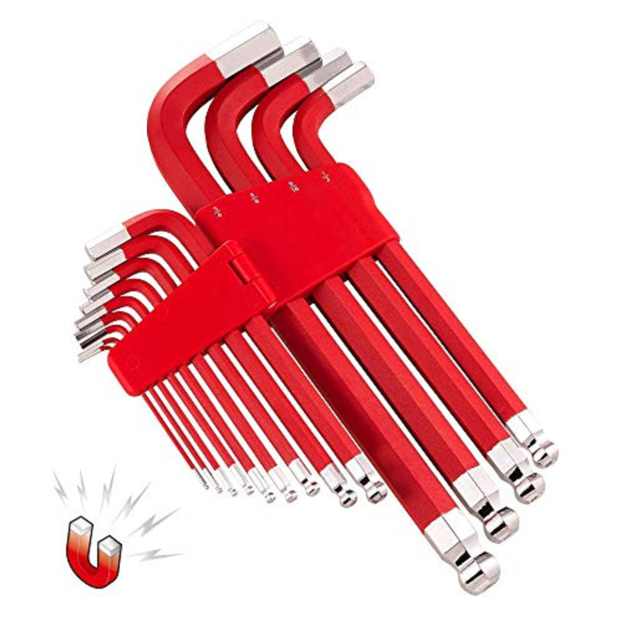 Powerbuilt 941641 13 Piece SAE Jumbo Long Point Magnetic Hex Key Wrench