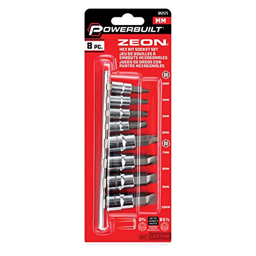 Powerbuilt 240094 Zeon メトリックヘックスビットソケットセット 8