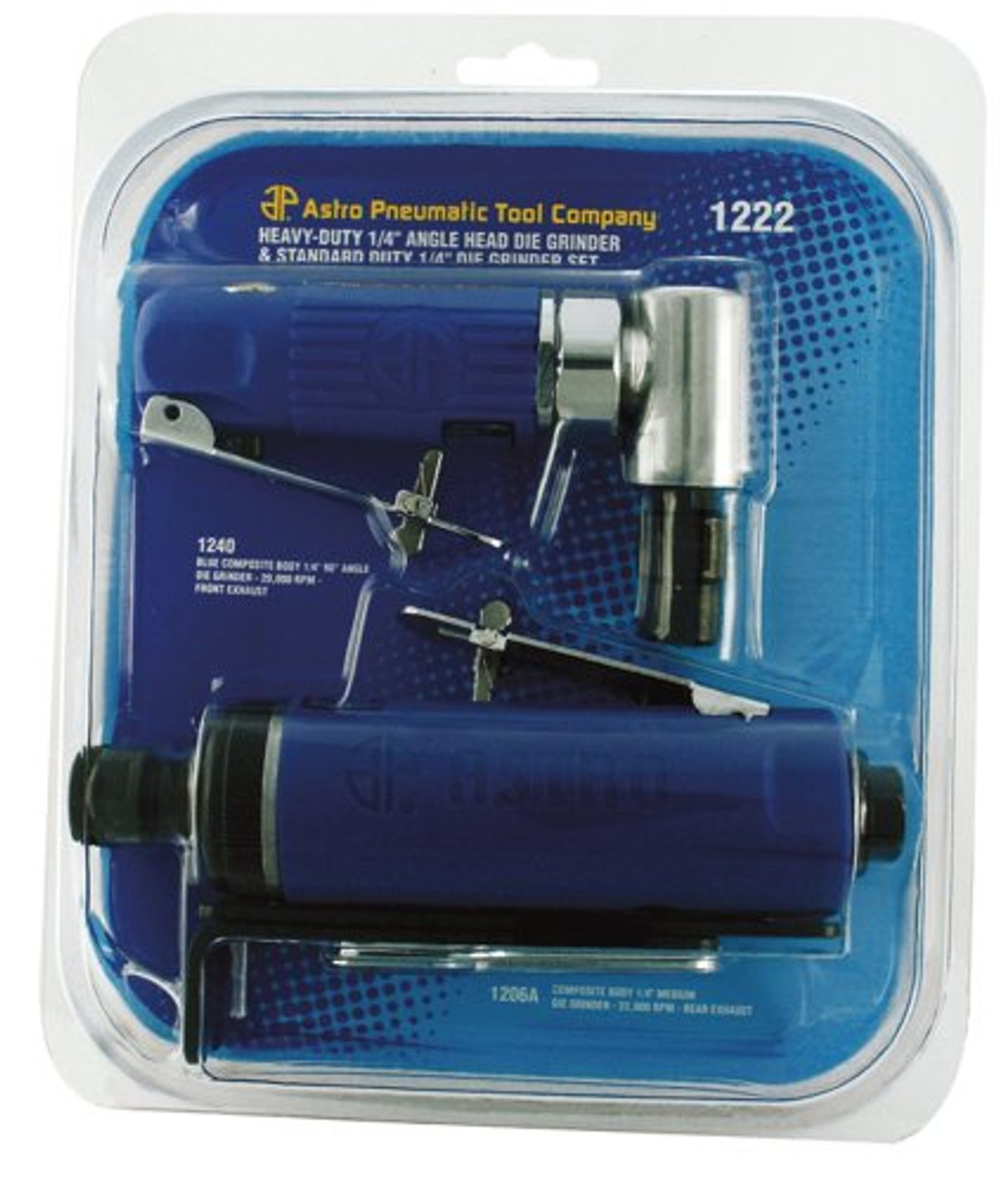 Astro Pneumatic 1222 Blue Composite Body Angle and Medium Die Grinder,  1/4-Inch
