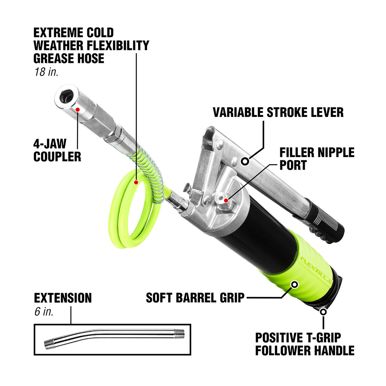 Flexzilla L1355FZ HeavyDuty Lever Action Grease Gun JB Tools
