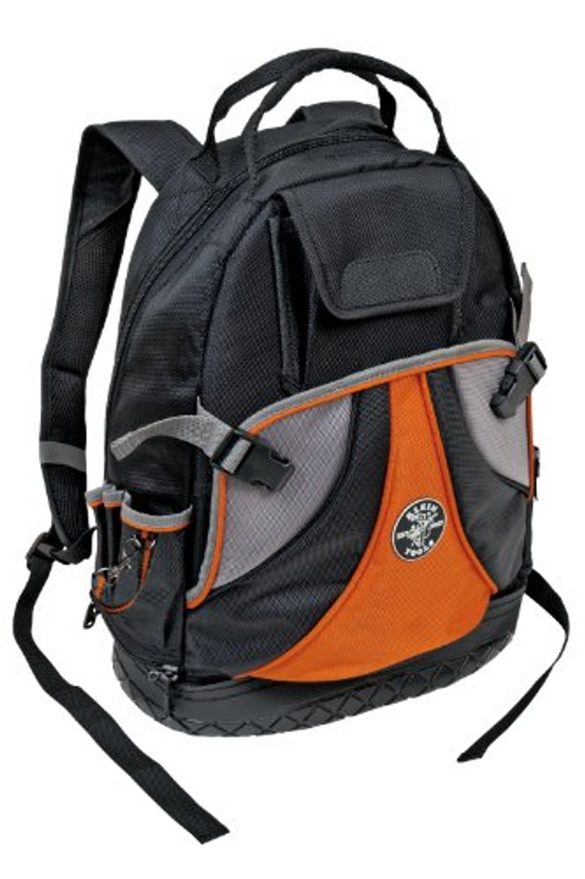 Klein Tools 55421bp-14 Mochila para herramientas de electricista de 20, 39  bolsillos, negro, naranja