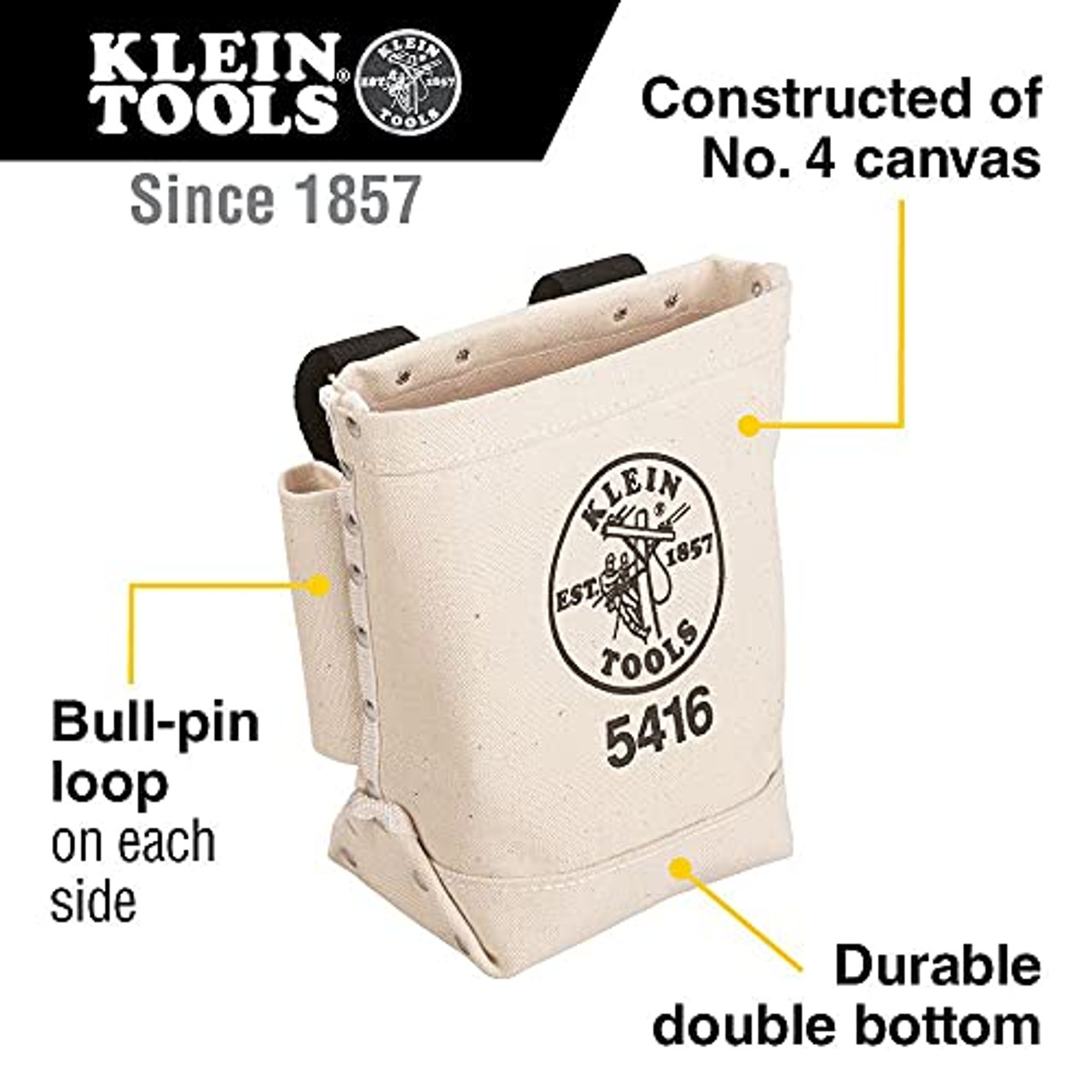 Klein Tools 5416 Tool Pouch, Small Tool Bag for Bolt Storage, 5 x