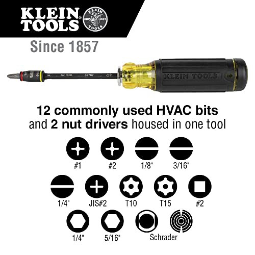 Klein Tools 32304 Screwdriver, 14in1 Adjustable Screwdriver with Flip