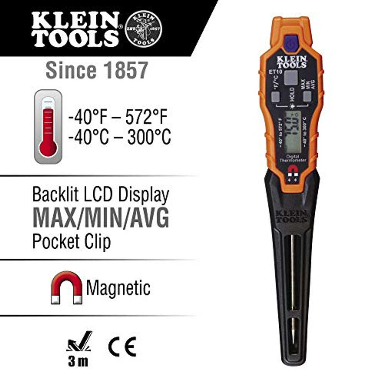 Klein Tools ET10 Digital Pocket Thermometer JB Tools
