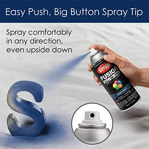 Krylon Fusion K02714007 AllIn1 Spray Paint for In/Outdoor, Gloss Navy