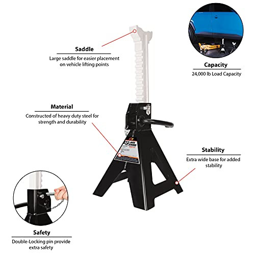 Performance Tool W41012 12 Ton Double Lock Jack Stands (Pair) JB Tools
