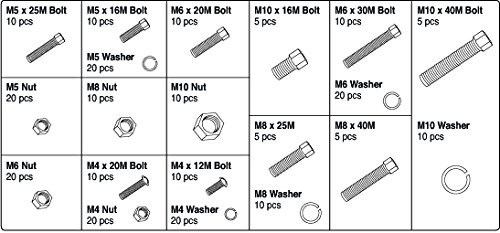 Performance Tool W5331 240pc Metric Nuts And Bolts Assortment With Case