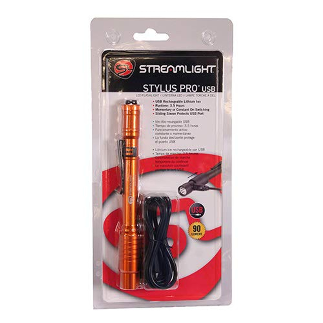 Streamlight 66146 スタイラス プロ USB 充電式ペンライト、オレンジ