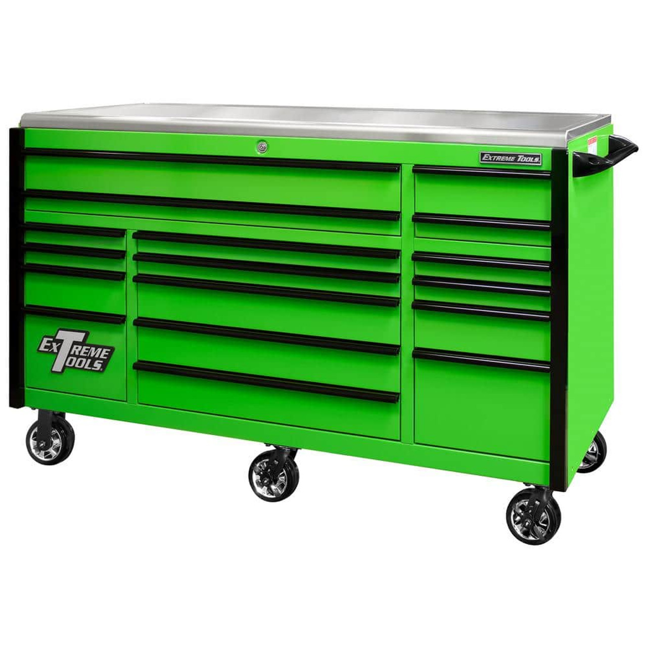 Extreme Tools EX7217RCQGNBK EXQ 72 17-Drawer Green Triple Bank Roller  Cabinet