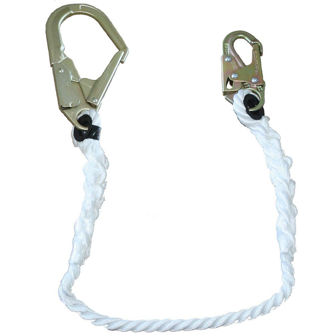 PeakWorks V8151204 Fall Protection Restraint Lanyard with Rope, Snap and  Hooks