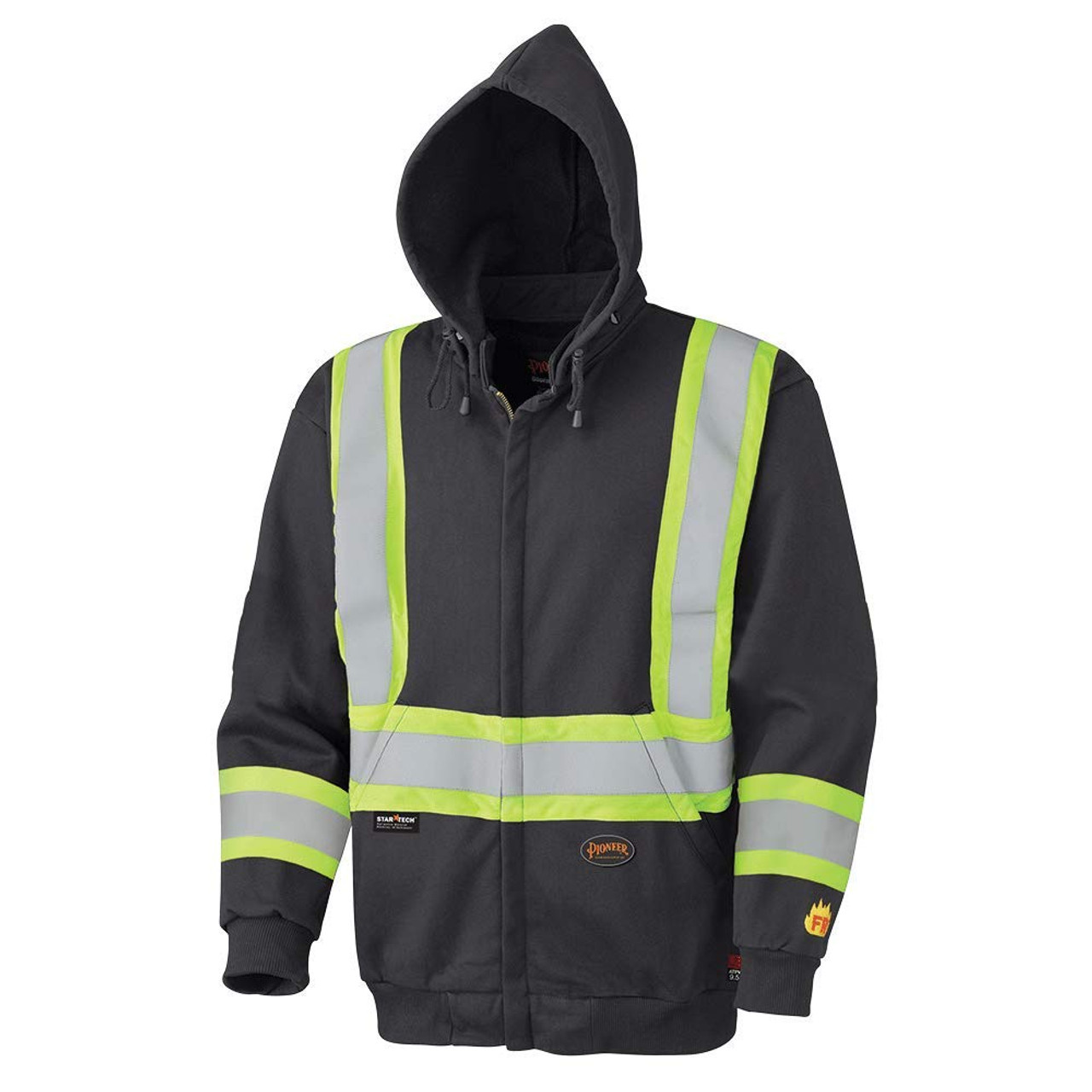 Pioneer Safety V2570470U 5XL High Visibility Flame Resistant Safety Hoodie Zip Style 5XL