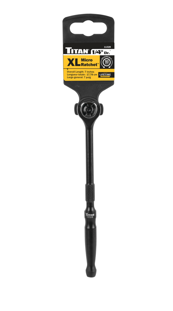Titan Tools 11328 1/4 in. Drive Extended Reach Micro Swivel Head Ratchet