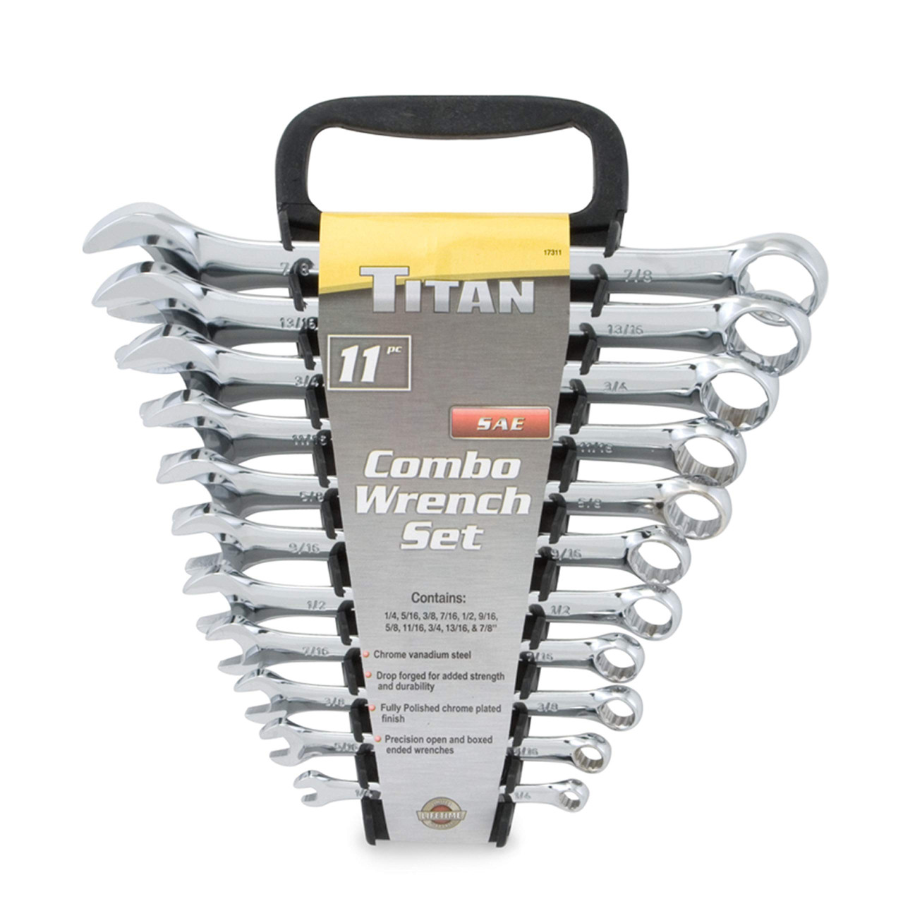 Titan Tools 11 pc. 12 pt. Full Polished SAE Combination Wrench Set