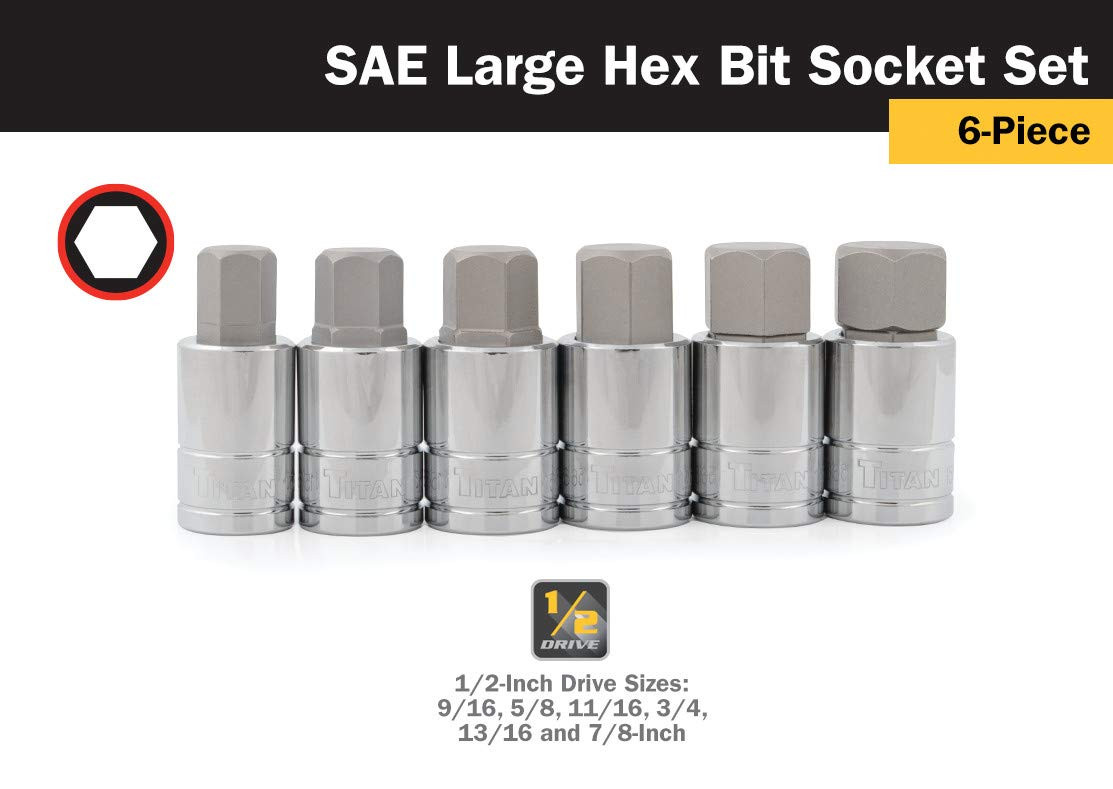 Titan Tools 6pc SAE Large Hex Bit Socket Set (16130) | JB Tools