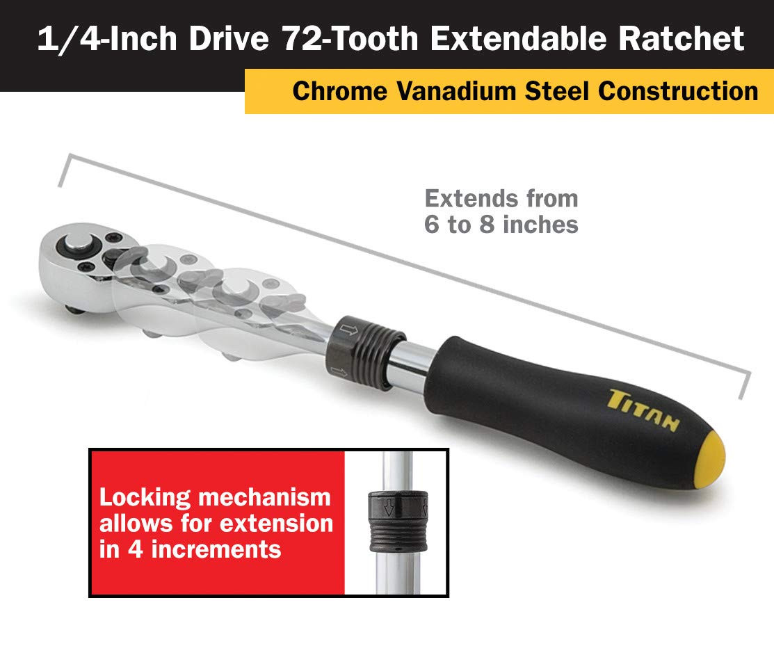 Drive Extendable Ratche Titan Tools 1/4 in. Drive Extendable Ratchet (12075) | JB Tools