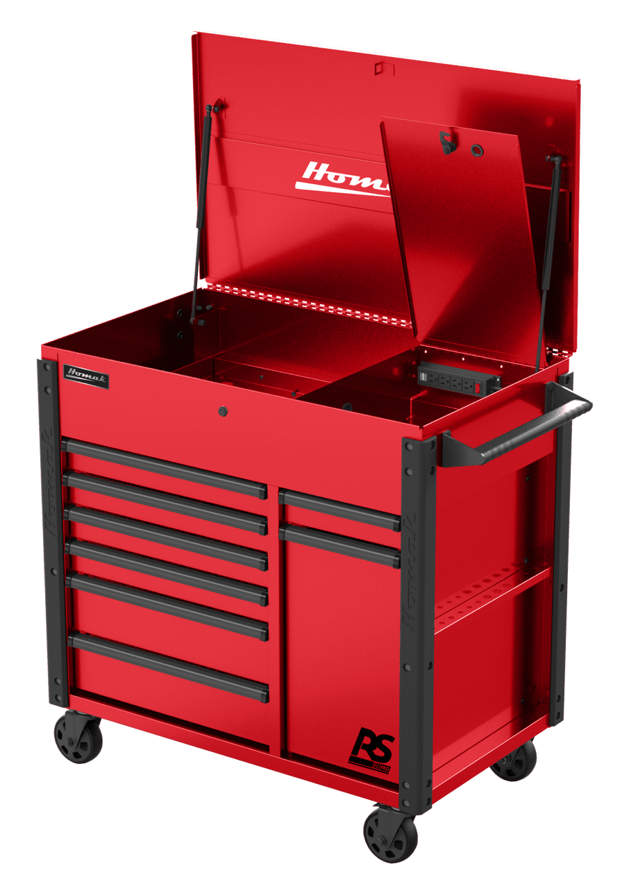 Caja de almacenamiento de armario de herramientas para carrito de rodillos,  4 cajones, capacidad de 580 libras, color rojo