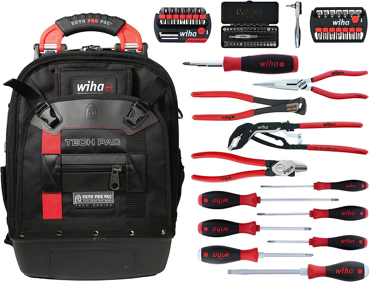 Wiha 63 Piece Wiha Redstripe Tech Pac Contractor Tool Kit (91862