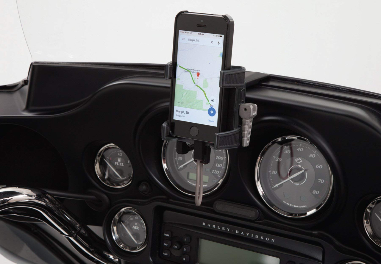 Ciro スマートフォン/GPS ホルダー、充電器付きブラック フェアリング マウント (50216) JB Tools