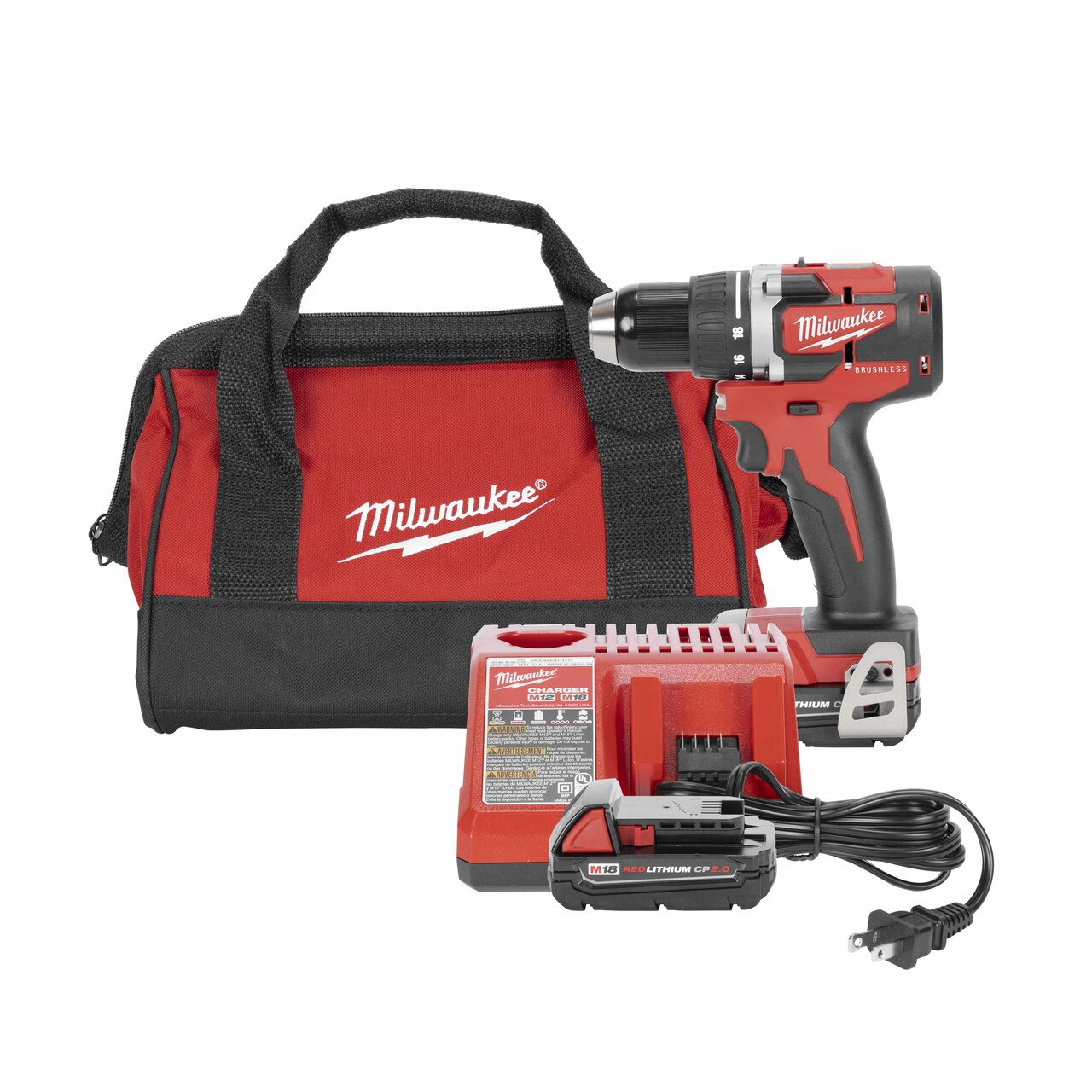 Milwaukee M18 Drill Driver 1/2” Chuck 18V Batteries Charger Case  (2801-22CT) JB Tools