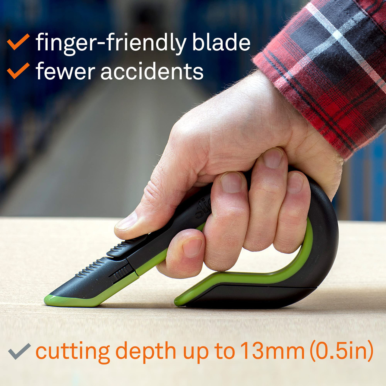 Slice Squeeze Knife Box Cutter, Ceramic Blade, Finger Friendly Lasts 11X  (10493)