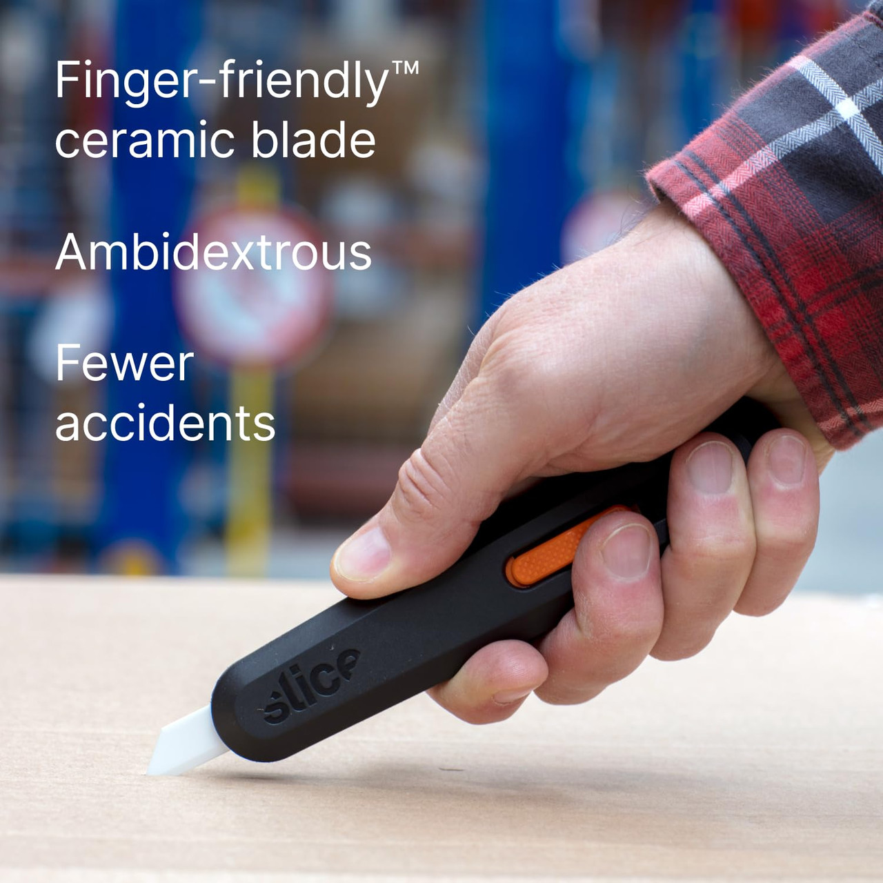 Slice Box Cutter, 3 Position Manual Button With Ceramic Blade (10400)