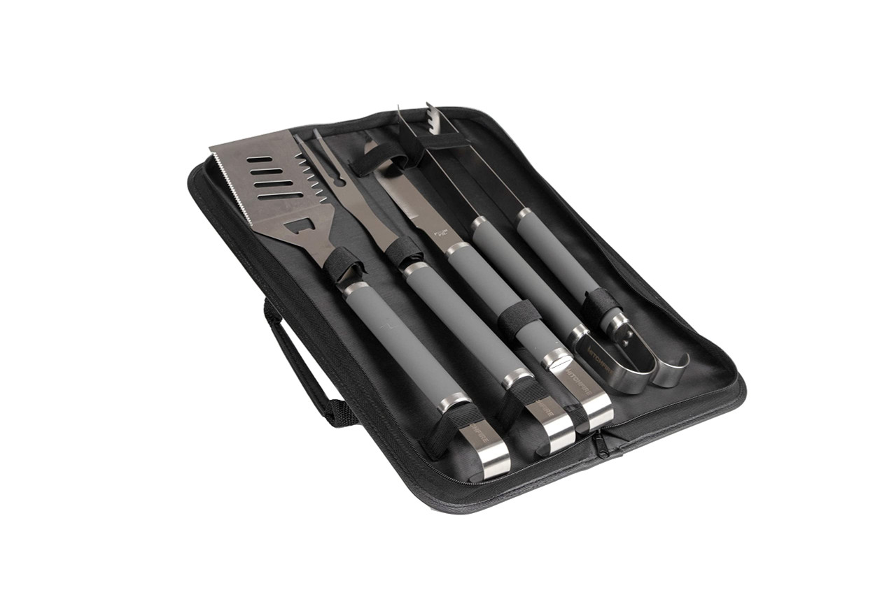 Hitchfire 4Pc BBQ Utensil Set: Spatula, Knife, Tongs, Fork | JB Tools