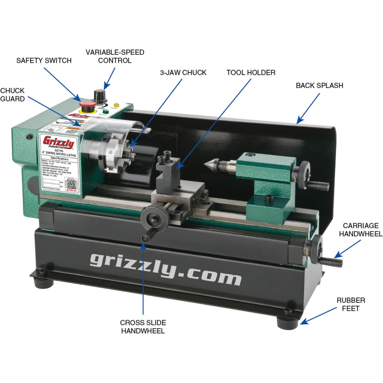 Grizzly Industrial Benchtop Metal Lathe 4