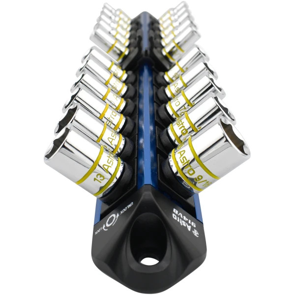 ASTRO 1/4″ Drive V12 Locking Magnetic Socket Organizer for 22