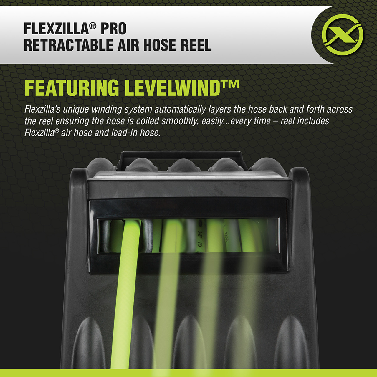 Legacy L8305FZ Levelwind Flexzilla 3/8 ID x 50' Hose Reel