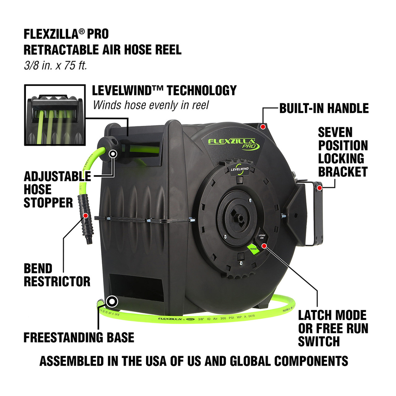 Legacy Manufacturing L8310 Levelwind Retractable Air Hose Reel With 3/8  I.D. X 100' Hose - Shop Legacy Manufacturing Online