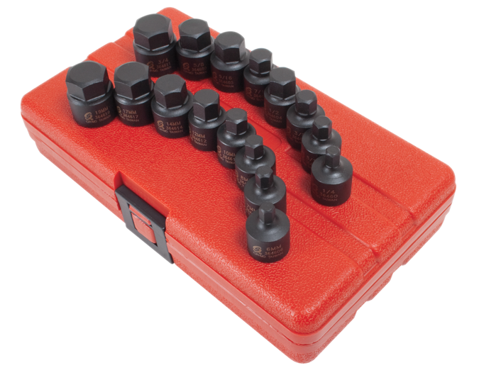 Sunex 3/8" Dr. 16 Pc. SAE & Metric Stubby Hex Impact Driver Set (3646 ...