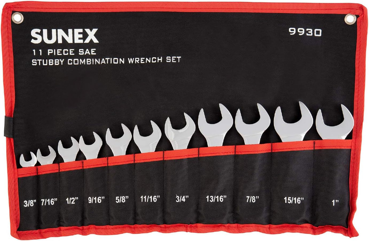 Sunex Tools 993018M 18mm Stubby Combination Wrench - Fully Polished, Angled